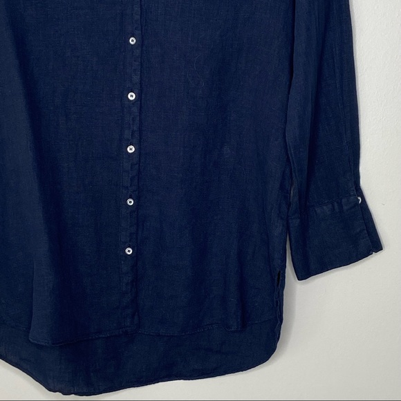 Zara 100% Linen Lagenlook Blue Button Down Top XS - Picture 5 of 7